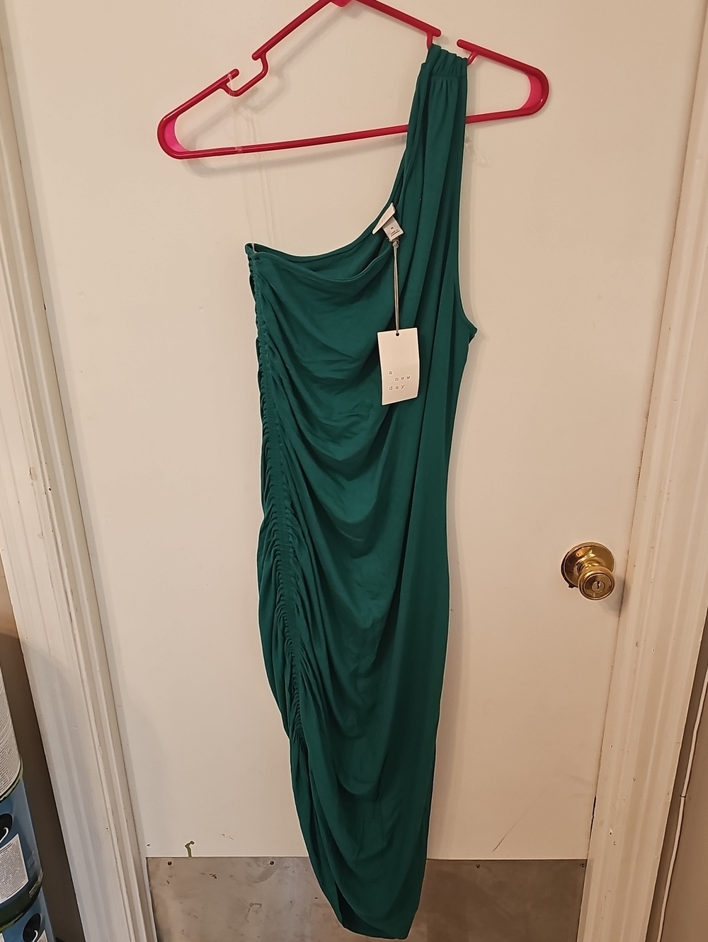 a new day Teal One-Shoulder Ruched Dress